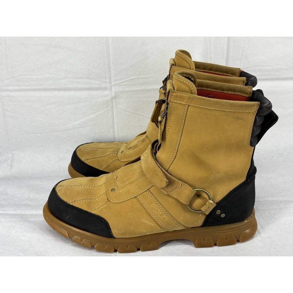 Polo Ralph Lauren Conquest Hi II Mens 13 D Tan Leather Duck Boots Rugged Combat